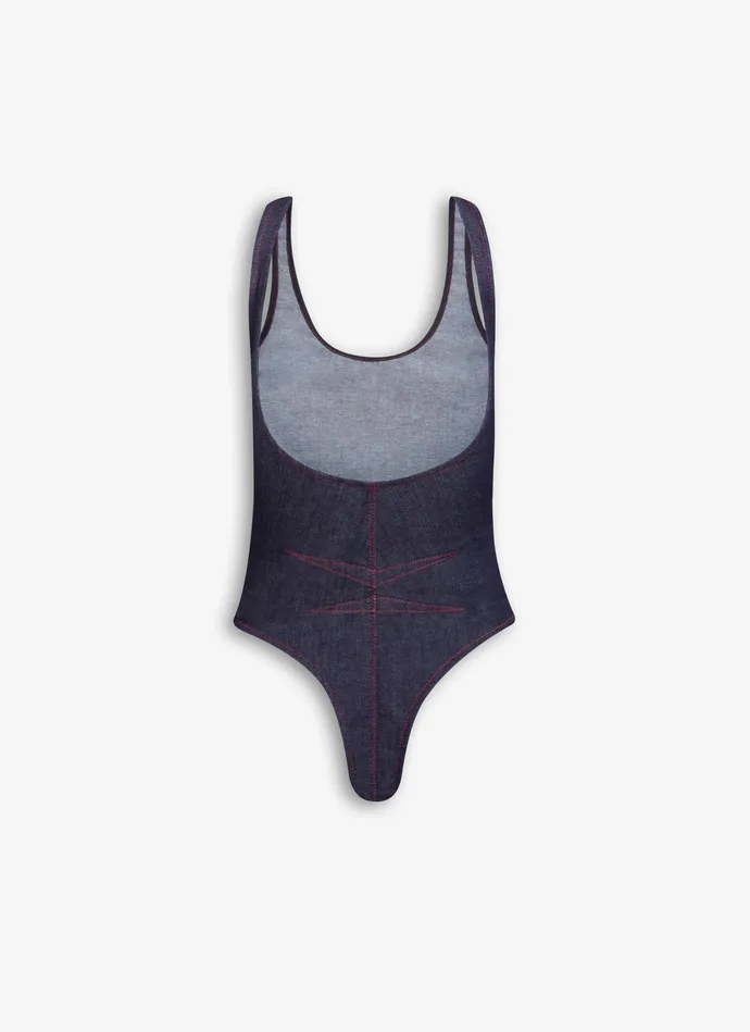 Dark Blue TANK BODY IN STRETCH DENIM Women Alaa Denim