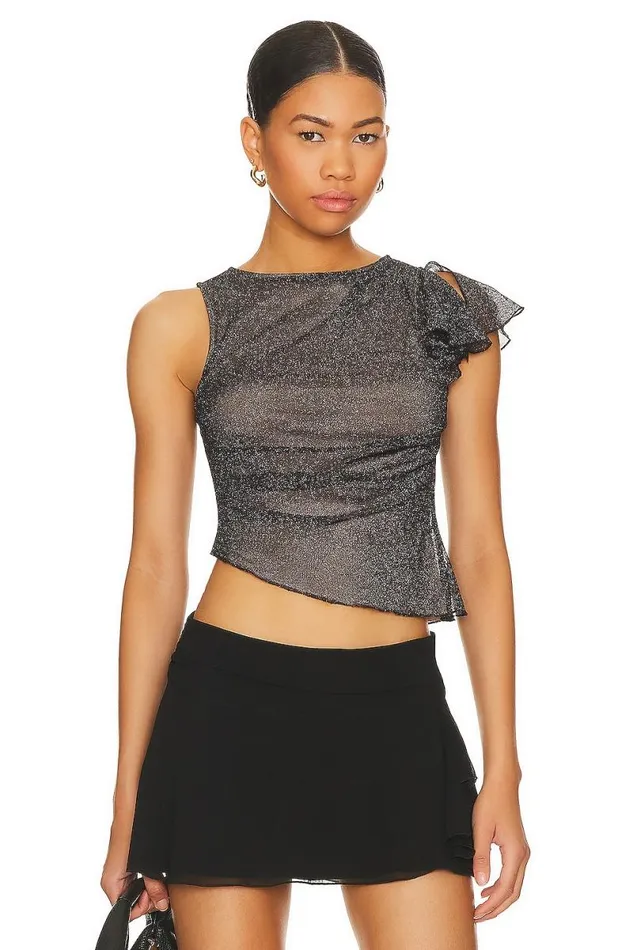 Deidra Top Metallic Black Women Lovers and Friends Tops