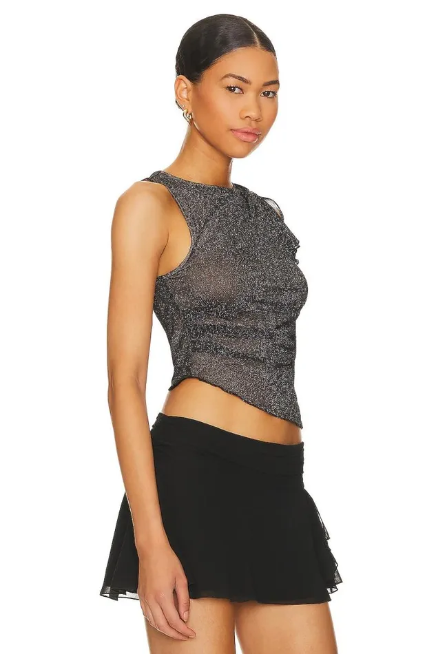 Deidra Top Metallic Black Women Lovers and Friends Tops