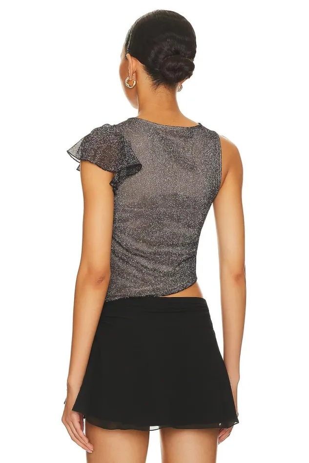 Deidra Top Metallic Black Women Lovers and Friends Tops