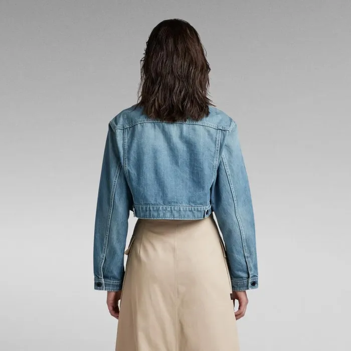 Denim Jackets Women GStar RAW Cropped Denim Jacket Antique Faded Moonlit Ocean