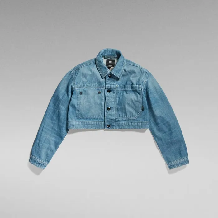 Denim Jackets Women GStar RAW Cropped Denim Jacket Antique Faded Moonlit Ocean