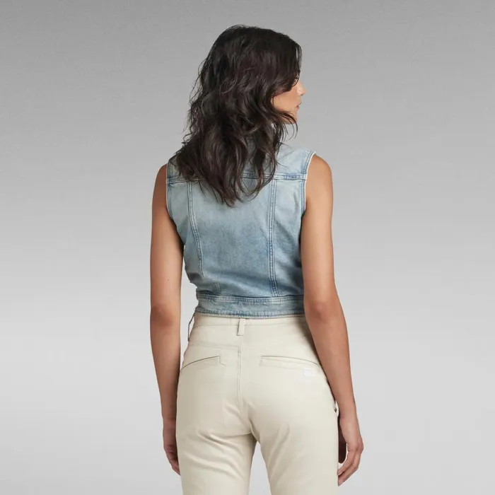 Denim Jackets Women GStar RAW Slim Denim Vest Evergreen Vintage Electric Blue