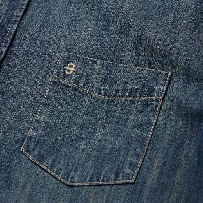 Denim Shirts Men Stetson Dirty Denim Western Shirt Blue