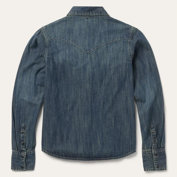 Denim Shirts Women Stetson Dirty Denim Boyfriend Fit Shirt Blue