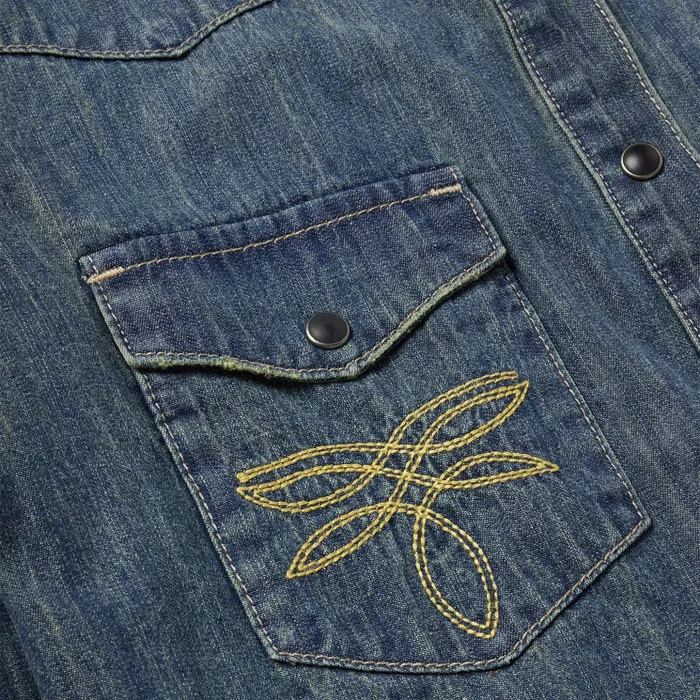 Denim Shirts Women Stetson Dirty Denim Boyfriend Fit Shirt Blue
