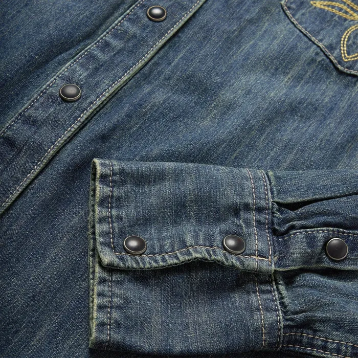 Denim Shirts Women Stetson Dirty Denim Boyfriend Fit Shirt Blue