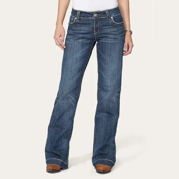 Denim Women Stetson 214 City Trouser Jeans With Chevron Back Pocket Blue