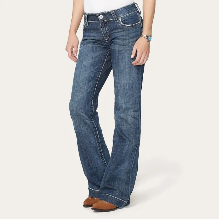 Denim Women Stetson 214 City Trouser Jeans With Chevron Back Pocket Blue