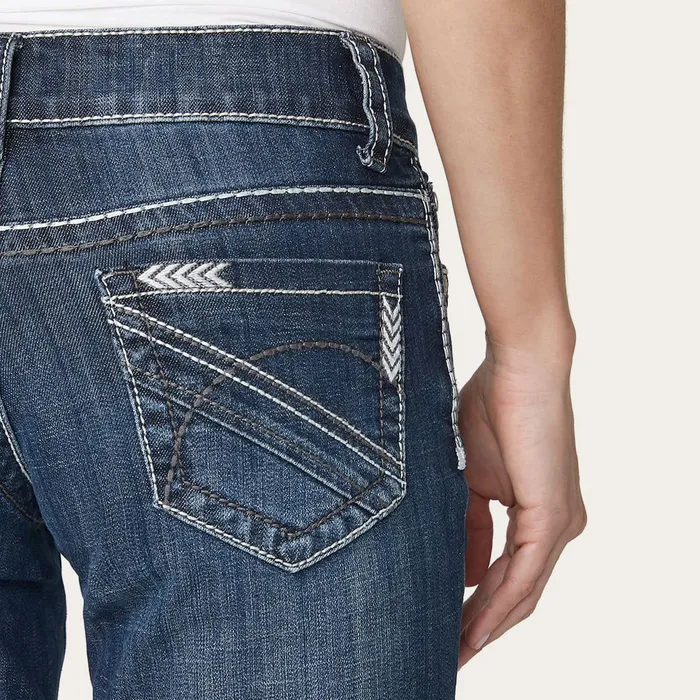 Denim Women Stetson 214 City Trouser Jeans With Chevron Back Pocket Blue
