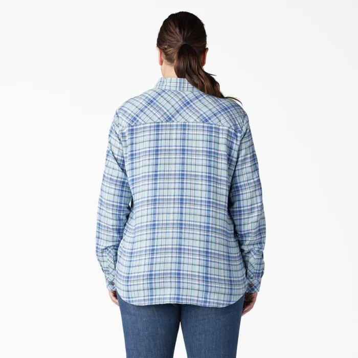 Dickies Button Up Women039s Plus Long Sleeve Plaid Flannel Shirt Clear BlueOrchard Plaid Clear Blueorchard Plaid b2y 8211 Women Dickies Button Up Women039s Plus Long Sleeve Plaid Flannel Shirt Clear BlueOrchard Plaid Clear Blueorchard Plaid b2y 8211 Women