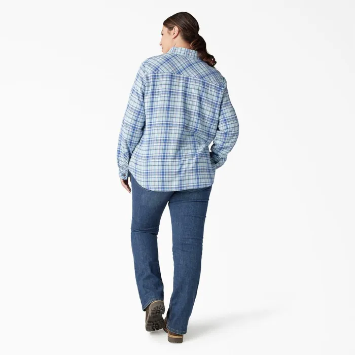 Dickies Button Up Women039s Plus Long Sleeve Plaid Flannel Shirt Clear BlueOrchard Plaid Clear Blueorchard Plaid b2y 8211 Women Dickies Button Up Women039s Plus Long Sleeve Plaid Flannel Shirt Clear BlueOrchard Plaid Clear Blueorchard Plaid b2y 8211 Women