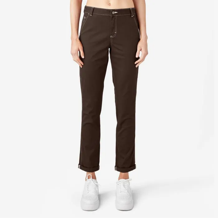 Dickies Carpenter Women039s Slim Straight Fit Roll Hem Carpenter Pants Chocolate Brown Chocolate Brown cb 8211 Women Dickies Carpenter Women039s Slim Straight Fit Roll Hem Carpenter Pants Chocolate Brown Chocolate Brown cb 8211 Women