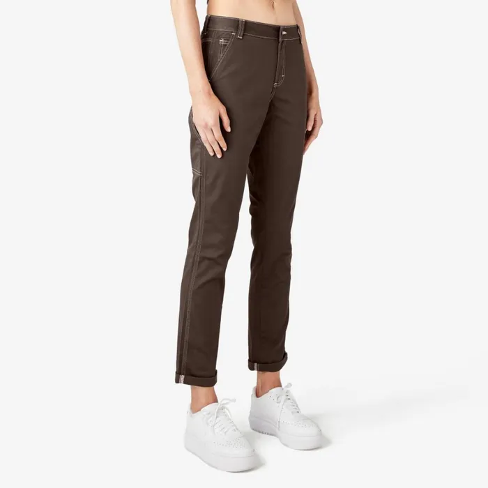 Dickies Carpenter Women039s Slim Straight Fit Roll Hem Carpenter Pants Chocolate Brown Chocolate Brown cb 8211 Women Dickies Carpenter Women039s Slim Straight Fit Roll Hem Carpenter Pants Chocolate Brown Chocolate Brown cb 8211 Women