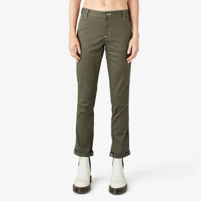 Dickies Carpenter Women039s Slim Straight Fit Roll Hem Carpenter Pants Olive Green Olive Green og 8211 Women Dickies Carpenter Women039s Slim Straight Fit Roll Hem Carpenter Pants Olive Green Olive Green og 8211 Women