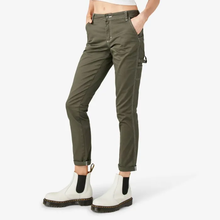 Dickies Carpenter Women039s Slim Straight Fit Roll Hem Carpenter Pants Olive Green Olive Green og 8211 Women Dickies Carpenter Women039s Slim Straight Fit Roll Hem Carpenter Pants Olive Green Olive Green og 8211 Women