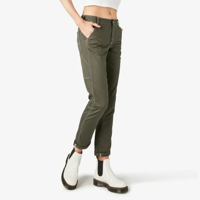 Dickies Carpenter Women039s Slim Straight Fit Roll Hem Carpenter Pants Olive Green Olive Green og 8211 Women Dickies Carpenter Women039s Slim Straight Fit Roll Hem Carpenter Pants Olive Green Olive Green og 8211 Women