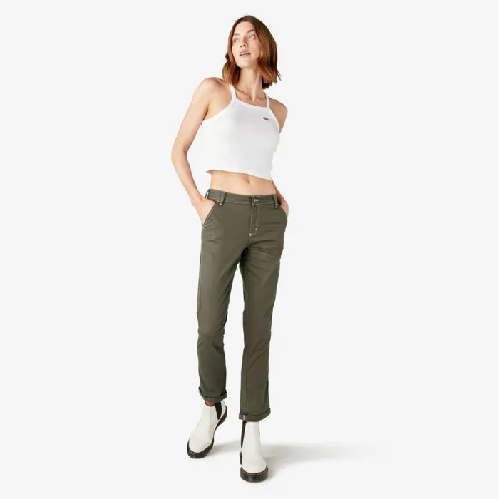 Dickies Carpenter Women039s Slim Straight Fit Roll Hem Carpenter Pants Olive Green Olive Green og 8211 Women Dickies Carpenter Women039s Slim Straight Fit Roll Hem Carpenter Pants Olive Green Olive Green og 8211 Women