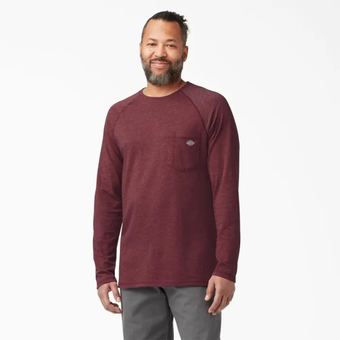Dickies Hi Vis Cooling Long Sleeve Pocket TShirt Burgundy Heather Burgundy Heather byh 8211 Men Dickies Hi Vis Cooling Long Sleeve Pocket TShirt Burgundy Heather Burgundy Heather byh 8211 Men