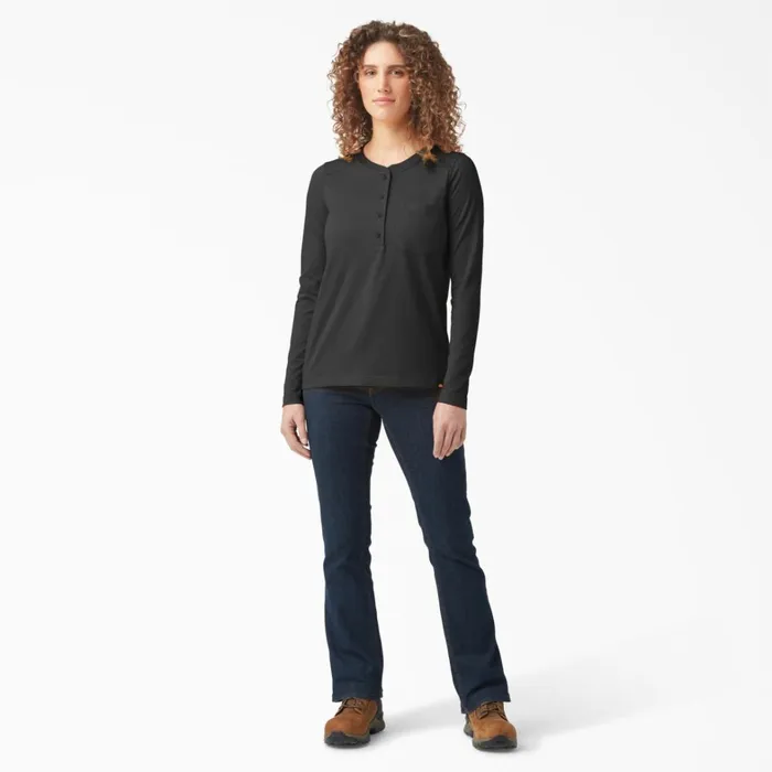 Dickies Long Sleeve TShirts Women039s Heavyweight Henley Black Black kbk 8211 Women Dickies Long Sleeve TShirts Women039s Heavyweight Henley Black Black kbk 8211 Women
