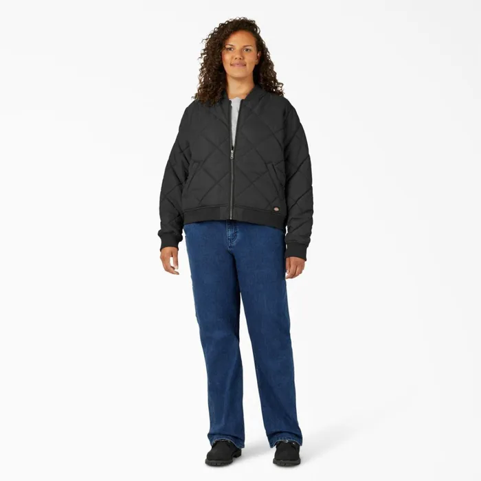 Dickies Outerwear Women039s Plus Quilted Bomber Jacket Black Black bk 8211 Women Dickies Outerwear Women039s Plus Quilted Bomber Jacket Black Black bk 8211 Women