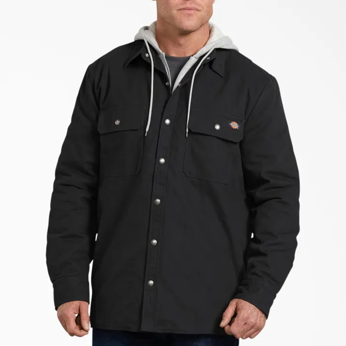 Dickies Shirt Jackets Duck Hooded Shirt Jacket Black Black bk 8211 Men