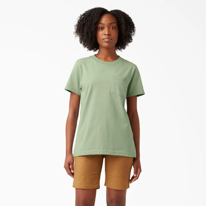 Dickies TShirts Women039s Heavyweight Short Sleeve Pocket TShirt Celadon Green Celadon Green c2g 8211 Women