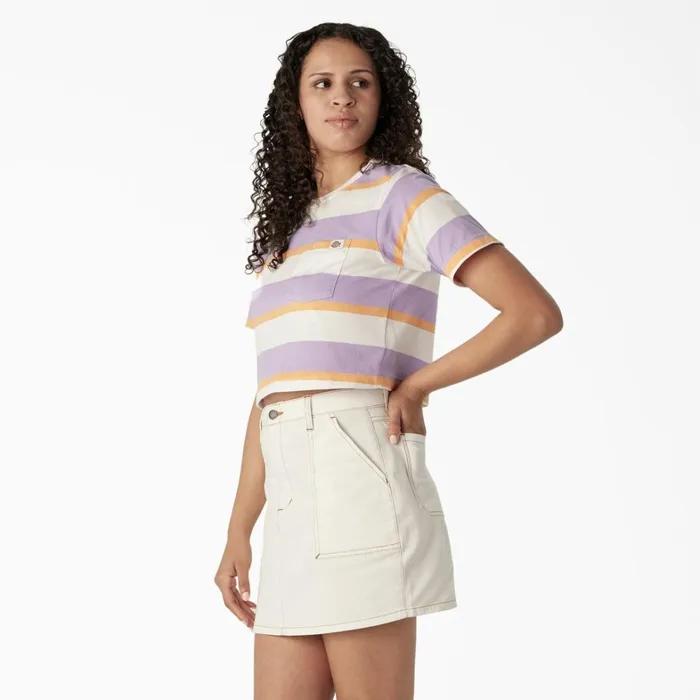Dickies TShirts Womens Striped Cropped TShirt WhitePurple Collegiate Stripe Whitepurple Collegiate Stripe wps 8211 Women Dickies TShirts Womens Striped Cropped TShirt WhitePurple Collegiate Stripe Whitepurple Collegiate Stripe wps 8211 Women