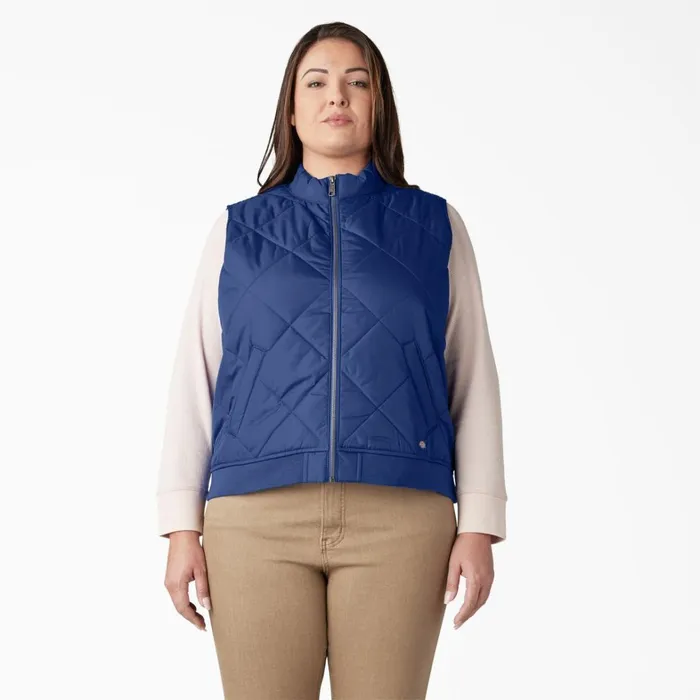 Dickies Vests Womens Plus Quilted Vest Surf Blue Surf Blue fl 8211 Women