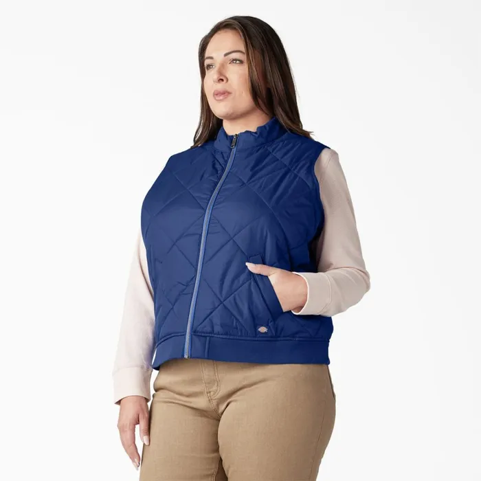 Dickies Vests Womens Plus Quilted Vest Surf Blue Surf Blue fl 8211 Women Dickies Vests Womens Plus Quilted Vest Surf Blue Surf Blue fl 8211 Women