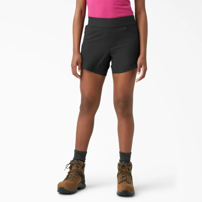 Dickies Work Shorts Women039s Cooling Relaxed Fit PullOn Shorts 5039039 Black Black bk 8211 Women