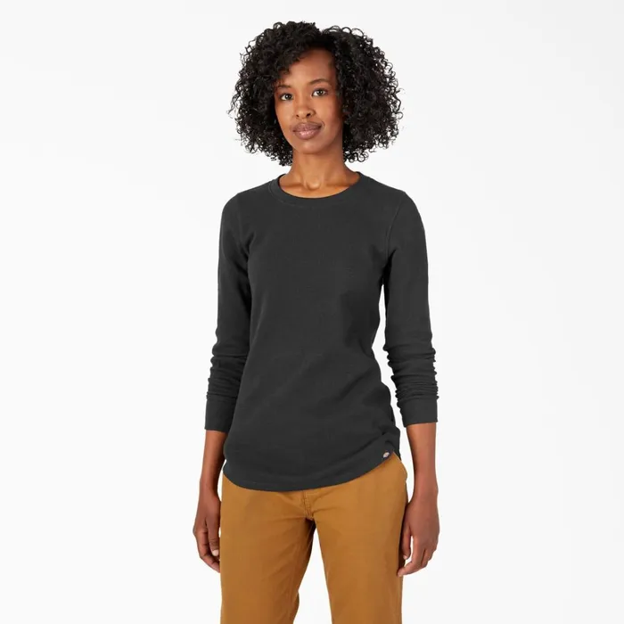 Dickies Work Tops Womens Long Sleeve Thermal Shirt Black Black kbk 8211 Women