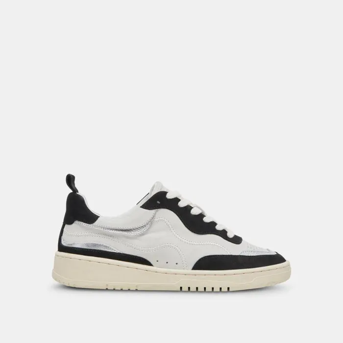 Dolce Vita Adella Sneakers White Black Leather Women Sneakers