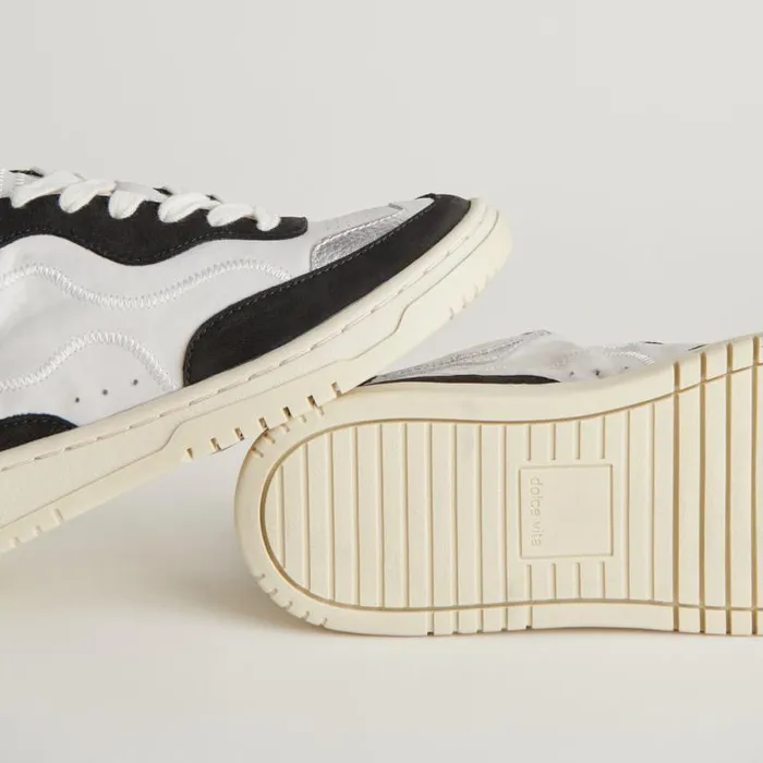 Dolce Vita Adella Sneakers White Black Leather Women Sneakers