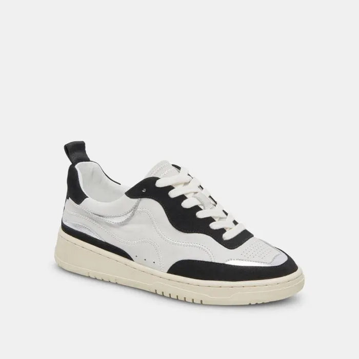 Dolce Vita Adella Sneakers White Black Leather Women Sneakers