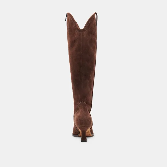 Dolce Vita Ariana Wide Calf Boots Dk Brown Suede Women Boots and Booties