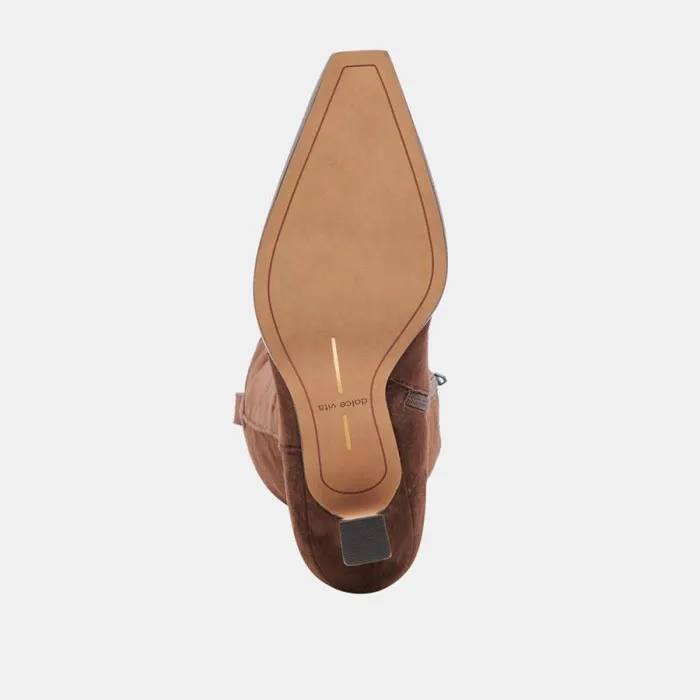 Dolce Vita Ariana Wide Calf Boots Dk Brown Suede Women Boots and Booties