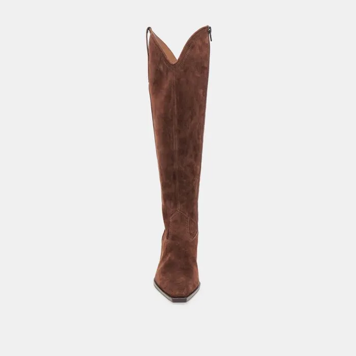 Dolce Vita Ariana Wide Calf Boots Dk Brown Suede Women Boots and Booties