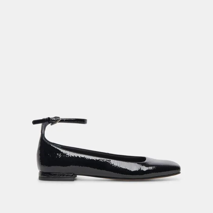 Dolce Vita Ashya Ballet Flats Midnight Crinkle Patent Women Flats and Loafers