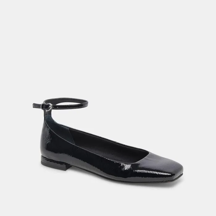 Dolce Vita Ashya Ballet Flats Midnight Crinkle Patent Women Flats and Loafers