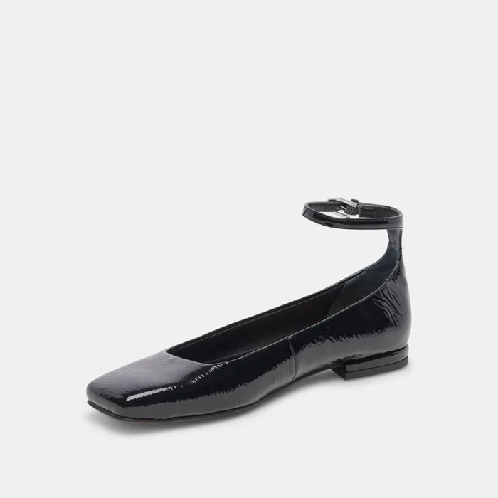 Dolce Vita Ashya Ballet Flats Midnight Crinkle Patent Women Flats and Loafers