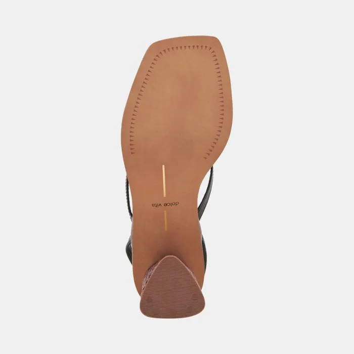 Dolce Vita Banita Wide Sandals Black Leather Women Heels
