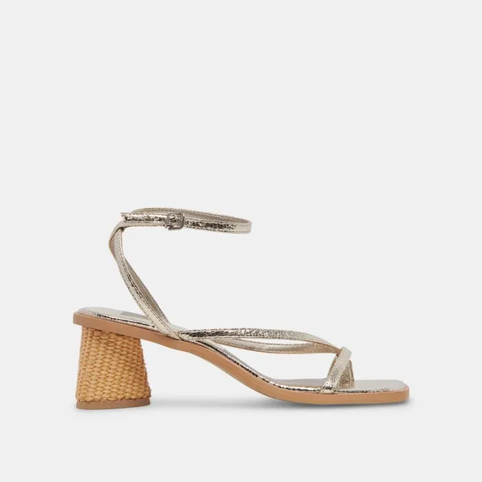 Dolce Vita Banita Wide Sandals Light Gold Crackled Stella Women Sandals