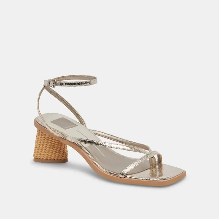 Dolce Vita Banita Wide Sandals Light Gold Crackled Stella Women Sandals