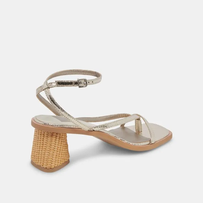 Dolce Vita Banita Wide Sandals Light Gold Crackled Stella Women Sandals