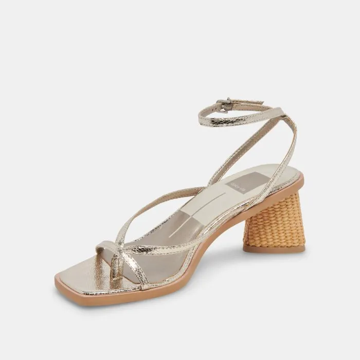 Dolce Vita Banita Wide Sandals Light Gold Crackled Stella Women Sandals
