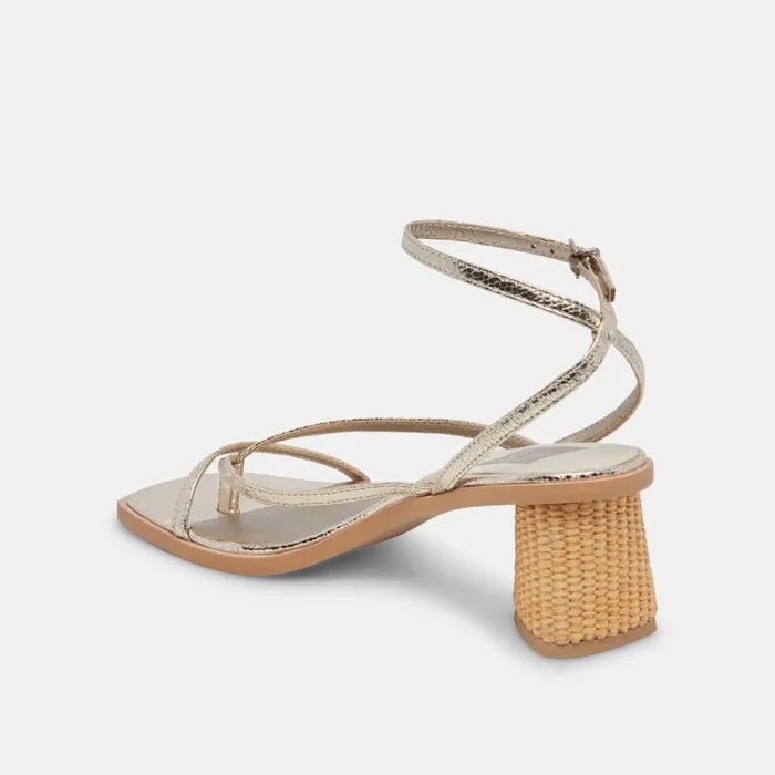 Dolce Vita Banita Wide Sandals Light Gold Crackled Stella Women Sandals