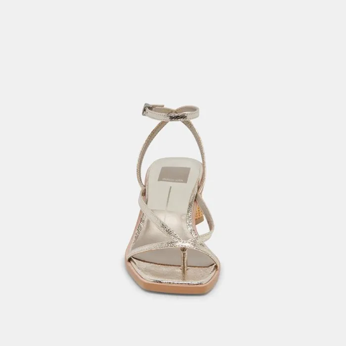 Dolce Vita Banita Wide Sandals Light Gold Crackled Stella Women Sandals