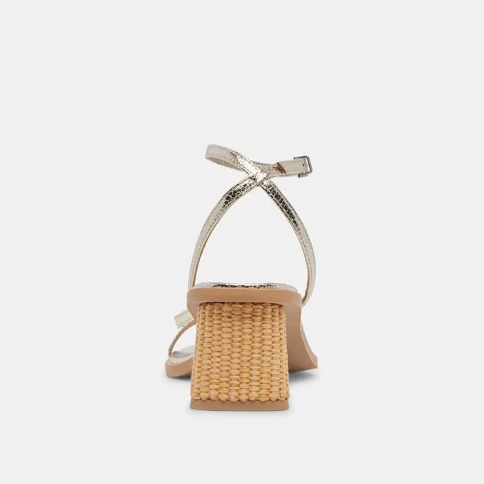 Dolce Vita Banita Wide Sandals Light Gold Crackled Stella Women Sandals