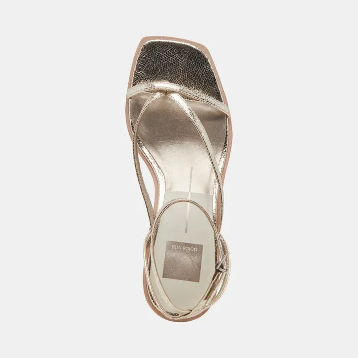 Dolce Vita Banita Wide Sandals Light Gold Crackled Stella Women Sandals